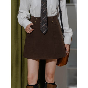 Woolen High Waist Bodycon Dress Womens Silm Easiest for Match Slim Looking Elegant Fastener Decoration Lined Diagonal Texture Skirt