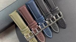 22mm 24mm Sailcloth Watch Strap Waterproof Nylon Leather Watch Band for Seiko for Omega Sports Wristband Handmade Stitching Belt