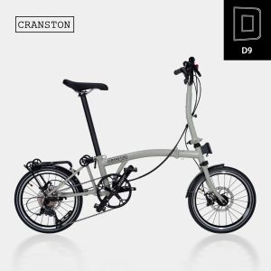 CRANSTON | Xe Đạp Gấp 16 Inch Moriandi Màu Xám Nhẹ Phong Cách Retro 9 Tốc Độ