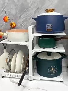 Kitchen Pan Rack 2/3/4/7 Layers Adjustable Multifunction Pot Shelving Kitchenware Storage Rack