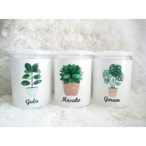 toples bumbu/kue motif daun ukuran 500ml/600ml(harga buat 3pcs)