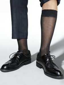Men Business Dress Silk Socks Mid-calf