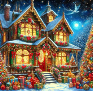 HUACAN Full Diamond Painting Christmas Gift Art Kit Full Drill Diamond Mosaic House Winter Santa Claus all Decor