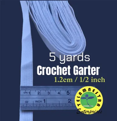 [5yards] Crochet Garter Elastic Knit Sewing Band for Garment Sewing Flat and High Elasticity Band Tape 5 yrds approx. per pack 1.2cm 2cm 2.5cm 3cm 3.8cm 5cm