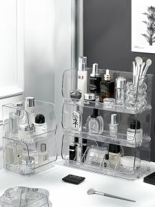 Acrylic Cosmetic Storage Box Desktop Organizer Bathroom Makeup Accessories Rack Shelf Toiletry Basket Simple Style Rectangular
