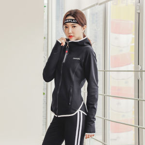 เสื้อคลุมโยคะแบบหนาและอบอุ่นสำหรับฤดูใบไม้ร่วงและฤดูหนาว เสื้อคลุมกีฬาสำหรับผู้หญิงแบบแห้งเร็ว วิ่งตอนเช้า ฟิตเนส คอวี แขนยาว ปกติ