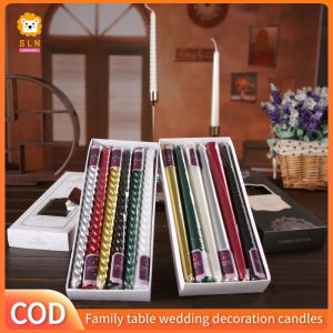 SLN*High quality candle family dinner spiral twist decoration candle long candlestick dinner candle color tasteless table wedding decoration