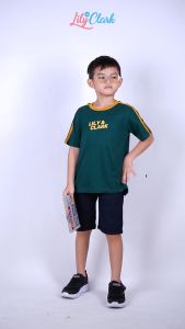 Lily And Clark Kaos Anak Laki-Laki Ternyaman Dan Modern Warna Hijau Salur Kuning KLC29