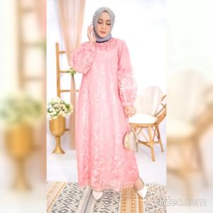 GAMIS ARIA FULL BRUKAT/ GAMIS BRUKAT TILE MUTIARA/ GAMIS MUSLIM PESTA KONDANGAN TERBARU