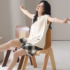 MiiOW | ชุดนอนผู้หญิง Pure Cotton Sleeveless กางเกงขาสั้น สายเดี่ยว เซ็กซี่ ชุดนอนฤดูร้อน ระบายอากาศได้ดี สวมใส่สบาย เหมาะสำหรับใส่ในบ้าน