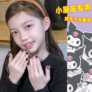 Handmade Childrens Nail Art Stickers Girls Student Cartoon Cute New Year Style Wearable False Nails Purple Color from China