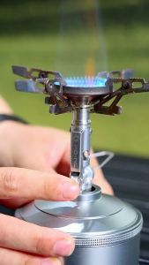 CAMPINGMOON XD-2F Mini High-Power Rocket Stove 92g Ultralight Portable Camping Hiking Outdoor Cooking Heavy Duty Butane Gas Fuel Burner 3.3kw Firepower Built-in Igniter Screw Type with Storage Bag Camping Moon