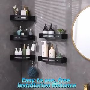 HAKUMA Matte Black Aluminium Bathroom Shelf Organizer Shower Storage Rack Corner Shelves Toilet Shampoo Holder Shelf