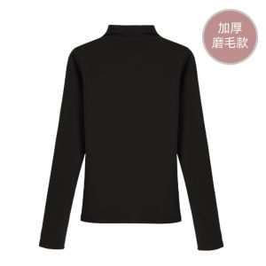Womens Long Sleeve T-Shirt Half High Collar Base Shirt Inner Wear Top Blue Black White Casual Style Slim Fit Cotton Blend