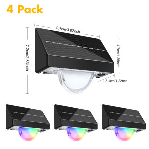 Solar Stair Lights Outdoor Waterproof Solar Step Lights for Outside with 8 Fixed Colors & RGB Color Changing Deck Light Decor
