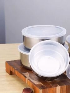 BW-C1214 Rantang Stainless Steel 5in1 Dengan Tutup Plastik Portable / Tempat Penyimpanan Makanan