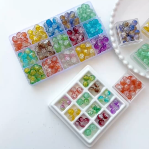 Manik Kristal 6/8/10mm Retak/Bening Manik Bulat untuk Kalung Gelang Anting DIY Jewelry Making Craft Accessories