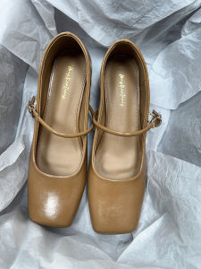 French Style Comfortable Low Heel Mary Janes Square Head Vintage Shoes Fashionable Spring Season Flat Footbed Single Shoes