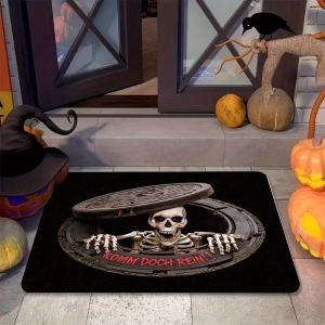 Thảm Chùi Chân Halloween VIKAMA 3D Skull Maniac Thảm Chùi Chân Chống Trượt Trong Nhà Ngoài Trời Thảm Trang Trí Ngày Lễ Ma Quái Cho Trang Trí Nhà Cửa