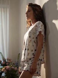 GAINREEL | Cotton Summer Sweet Lovely Dog Pattern Short Sleeve Shorts Womens Sleepwear