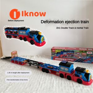 Tôi Biết chuyển đổi Tàu phóng với chức năng dòng xe Track Racing & quán tính kép-Xe tải chở hàng lưu trữ hợp kim 2 trong 1 cho bé trai (từ 3 tuổi trở lên)