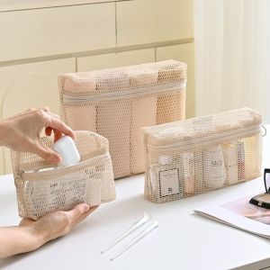 Mesh Makeup Storage Bags Portable Travel Toiletry Bag Multifunctional Mesh Clothing Bag Transparent Sundries Organizer Pack
