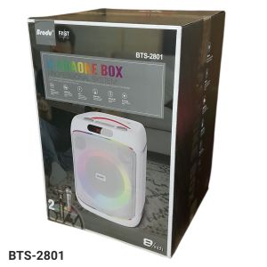 Brodu BTS-2801 Karaoke Box with colorful LED lights Bluetooth connectivity microphone input speaker output home entertainment