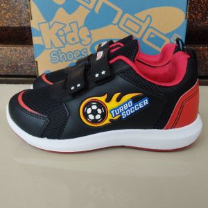 Sepatu Ando Turbo Soccer Velcro Perekat Hitam Merah Black Red