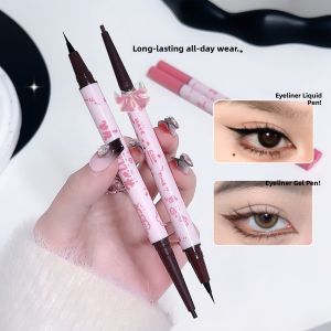 Long-Lasting Double-Headed Ultra-Fine Eyeliner Pen for Women Waterproof Sweat-Proof Non-Smudging Easy Application Eye Makeup