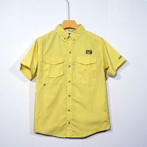 European and American Style Summer Mens Short-Sleeved Shirt with Double Pockets Loose Tooling Style Outdoor Quick-Drying Shirt Breathable Sun Protection Clothing