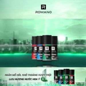 Lăn khử mùi nam Romano 4 mùi hương nước hoa lịch lãm đẳng cấp lôi cuốn ngăn mồ hôi da khô thoáng 50ml
