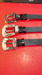 เข็มขัดหนังแท้ขนาด1นิ้วหัวชุดคาวบอยซิ้งค์สีโคเมียมสายหนังดิบหนา