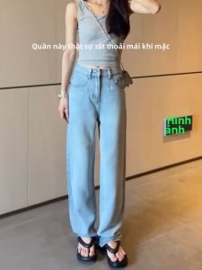 MANMI | Quần Jeans Dáng Rộng Cao Waisted Nhẹ Cho Phụ Nữ Thấp