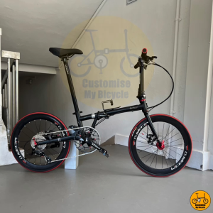Fnhon Gust 22” • 9 Gears Shimano Sora Litepro • Foldable Folding Foldie Bike Bicycle • 20” inches 451 • Matte Black Red • Crius Velocity Master Blast Tornado • Customise My Bicycle •