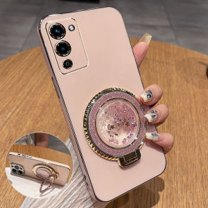 Oppo A56 Silicone Phone Case Full Cover Anti-Fall Soft Shell Womens Fashion Flowing Sand with Stand Protective Cover for 5G