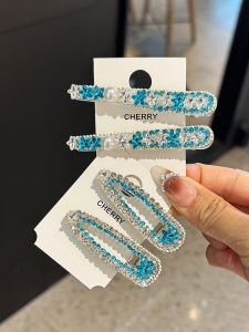 Korean Style Rhinestone Hair Clips Diamond Embedded Hair Accessories Womens Forehead Side Clip Fashionable Korean Style