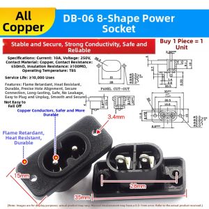 Risym | Power Extension Cable Pure Copper Plug Socket