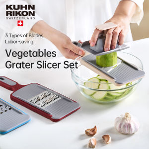 KUHN RIKON Vegetables Slicer Grater Cutter Set 3 Blade With Handguard Vegetable Chopper Labor-saving Kitchen Tool