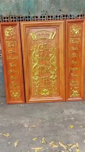 Bộ 3 tranh cửu huyền thất tổ gỗ huơng đá cao cấp kt 108x108 cm