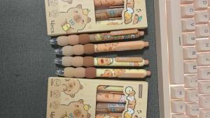4Pcs/Set Capybara Erasable Pens 0.5mm Soft Grip Smooth Writing Blue Ink Gel Pen Kawaii Stationery School Office Supplies