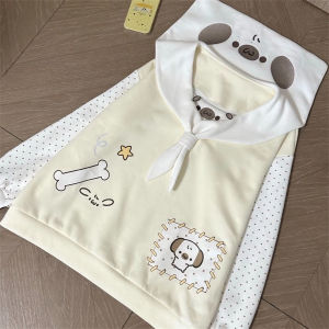 Japanese Kawaii Cartoon Dog Print ​Hoodies Women Sweet Sailor Collar Loose Sweatshirt Y2k Aesthetic Polka Dot Lolita Hoody Tops