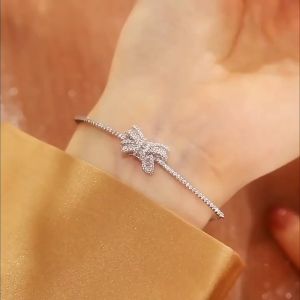 FANCI 925 Sterling silver diamond Bracelet for women no rusting chain birthday gift gelang perempuan范琦925纯银钻石手链【免费精美包装】蝴蝶结-3情人节生日礼物