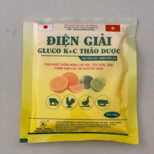 ĐIỆN GIẢI GLUCO K+C thảo dược gói (100g) cung cấp vitamin giúp giải độc giải nhiệt chống stress tiêu viêm tăng cường đề kháng gia súc gia cầm.