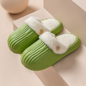 Removable Washable Cotton Slippers Home Comfortable Soft Bottom Fur Slippers Waterproof Non-Slip Indoor Outdoor Wear