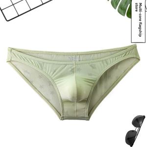 Low Waist U Pouch Briefs Mens 2024 Best Selling Ice Silk Breathable Quick-Drying Transparent Jacquard Underpants Thin Shorts