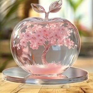 1PCS Crystal Apple Desktop Decorative Statues Collection Grade Home Statues Suitable for Office DecorationFestival DecoraGifts