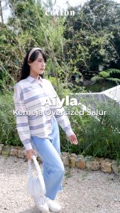 Cotton Inch - Aiyla Kemeja Crop Oversized Wanita Garis-Garis