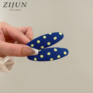 ZIJUN | Vintage Polka Dot Fabric Hair Clip Elliptical Barrette