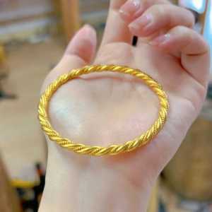 Simple Fashionable Womens Braided Copper Bracelet Gold Plated Simulated Gold Geometric Pattern Fresh out Ethnic Style Jewelry