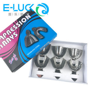 Dental Stainless Steel Impression Tray 6pcs Toothless Jaw Stainless Jaws Impression Tray S/M/L Size